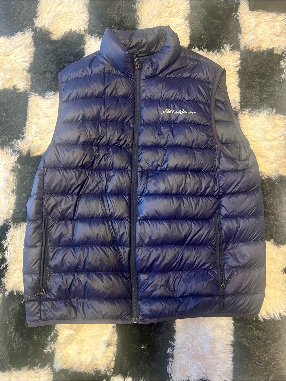 Eddie Bauer Navy Quilted Packable Down Vest